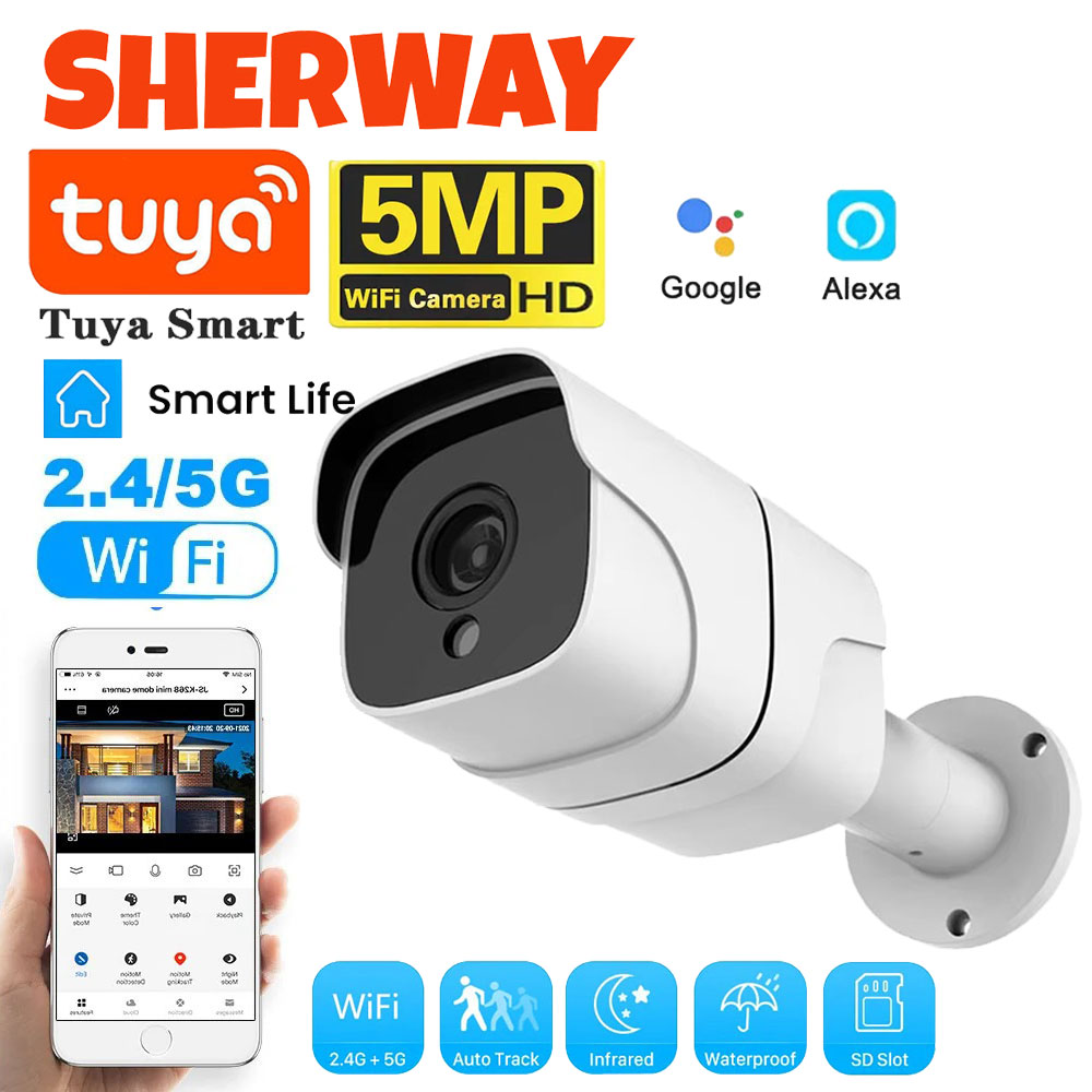 Home Security Google Camera - Tuya 5G Wifi IP カメラ屋外弾丸 5MP