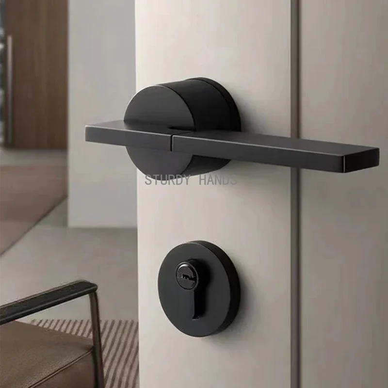 Home Security Doors - 亜鉛合金製室内キーロック、モダンセキュリティホームオフィス用静音アルミ製盗難防止ドアハンドルロック、ハードウェアアクセサリー