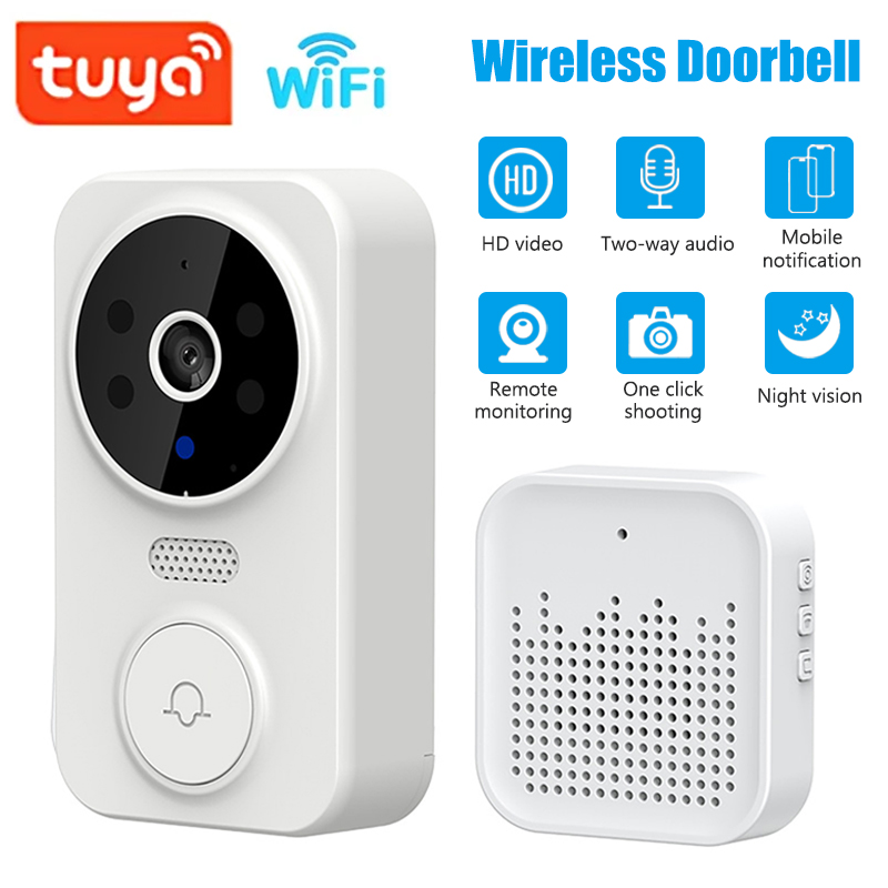 Home Security Video Cameras - WiFi スマートビデオドアベルカメラナイトビジョンスマートビジュアルドアベル Tuya APP リモート監視ドアベルホームセキュリティ用