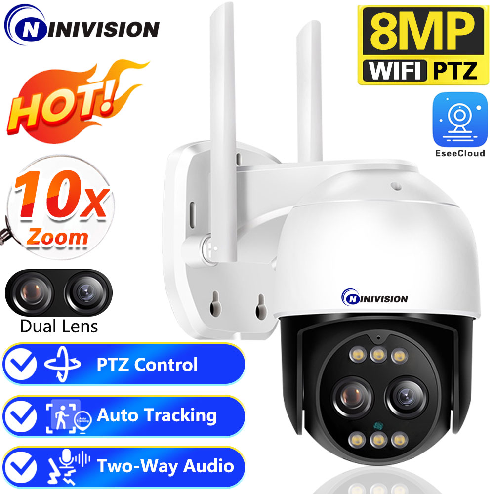 Home Security Ai - 屋外で使用するワイヤレスIPカメラ,自動追跡,8mp,4k,wifi,ip,cloud,10xデジタルズーム,cctvセキュリティカメラ