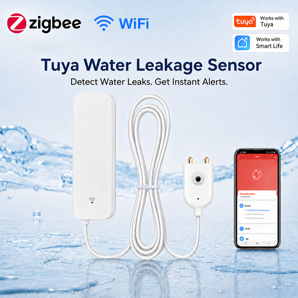 Home Security Devices - ZigBee WiFi 水漏れセンサー 洪水漏水警報器 Tuya スマートライフ
