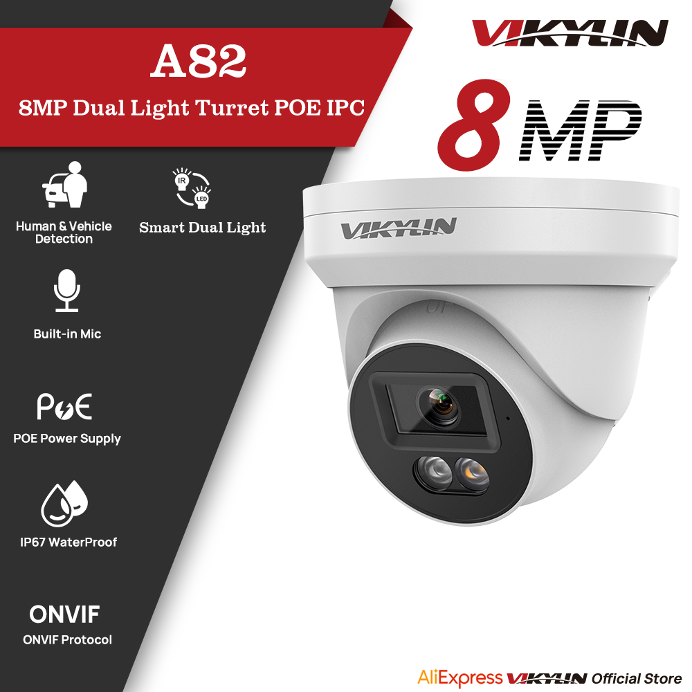 Home Security Service - VIKYLIN 8MP IPセキュリティカメラ PoE 4K スマートデュアルライト