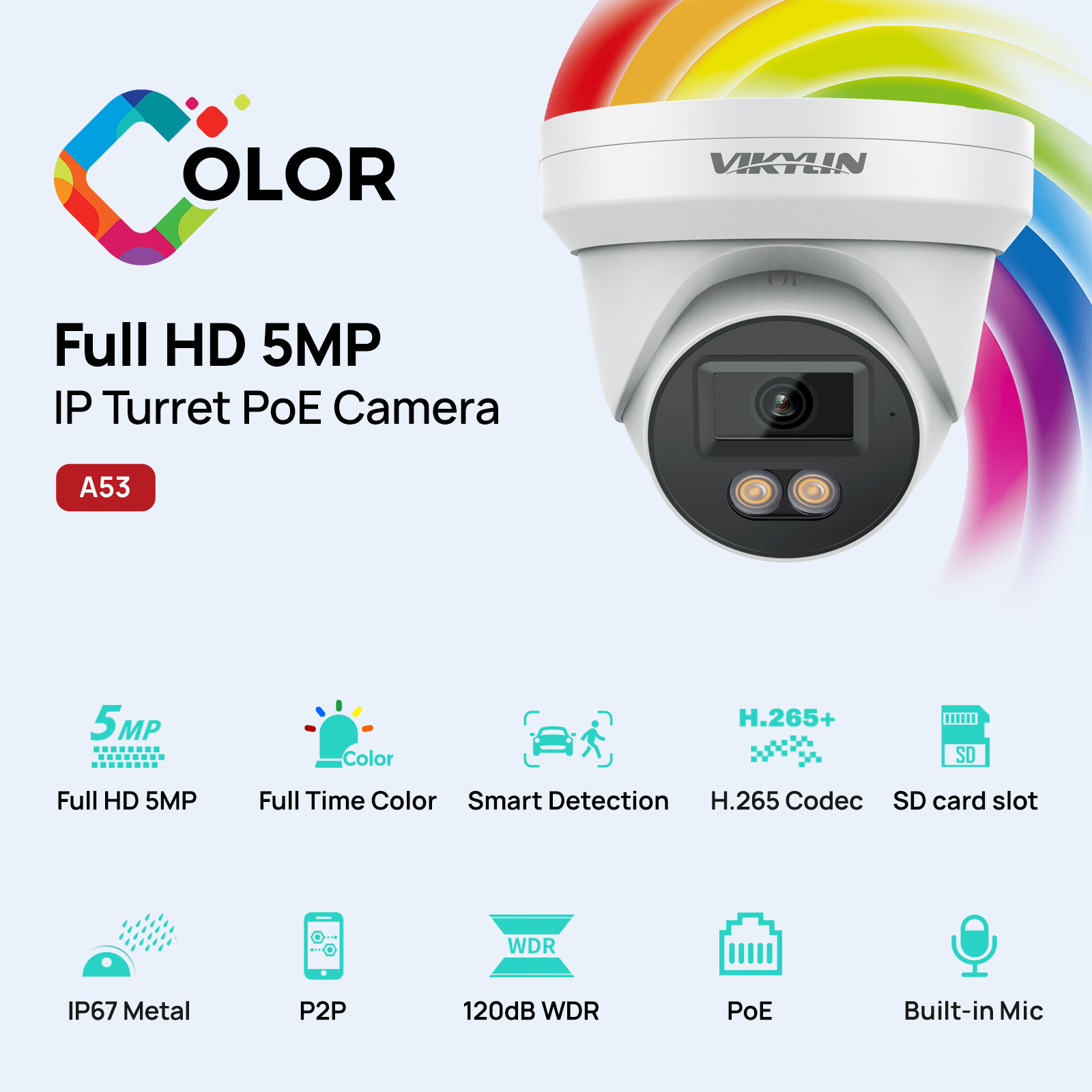 Home Security Service - VIKYLIN 5MP IP セキュリティカメラ フルカラーオーディオ Poe