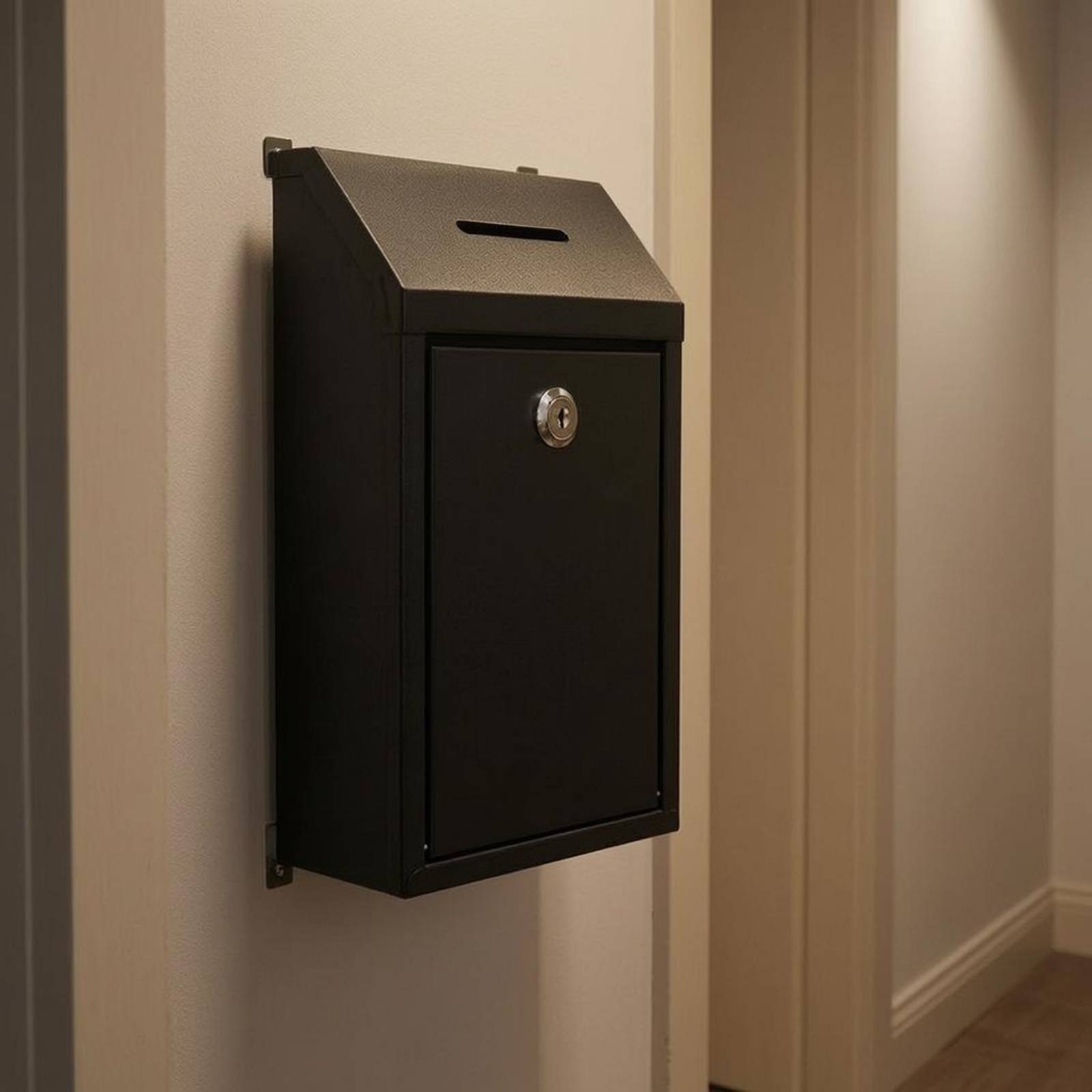 Home Security Service - 傾斜トップ型郵便受け キー付きロック 壁掛け郵便受け セキュリティドロップボックス 長方形 ホームアクセサリー