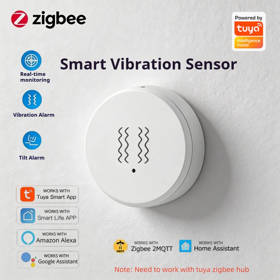 Home Security Alarm - Tuya Zigbee スマート振動センサー リアルタイムモーションショックアラーム APP通知アラート スマートライフによるホームセキュリティ検出