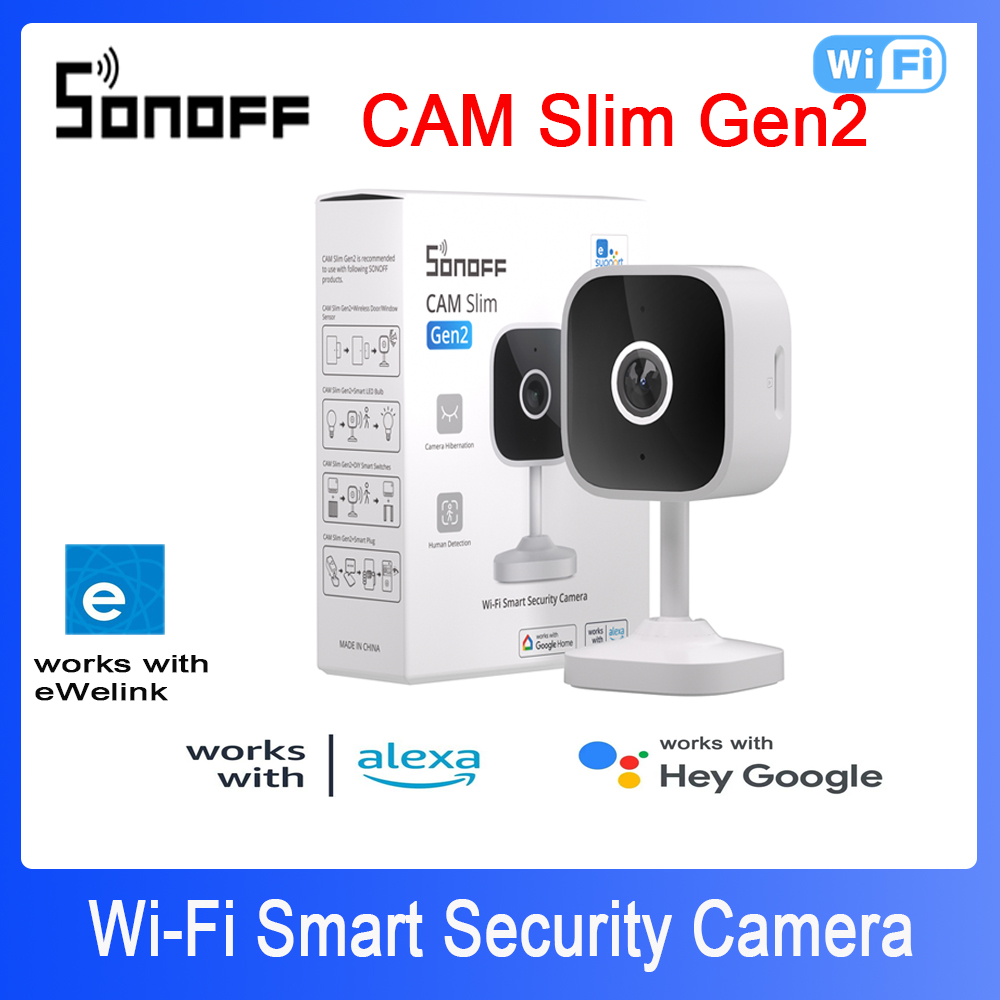 Home Security Video Cameras - Sonoff-スマートホームセキュリティカメラ,wifi,1080p HD,モーション検出,双方向オーディオ,ewelinkアプリのサポート,Alexa, Google,スリム,Gen2