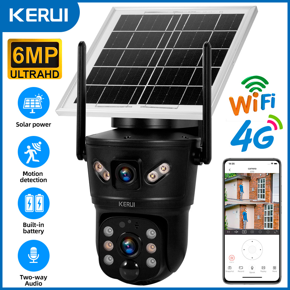 Home Security Video Cameras - KERUI 屋外 6MP ソーラーカメラ 4G SIM