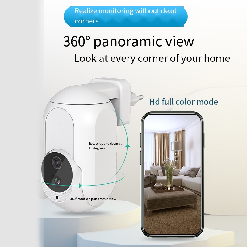Home Security Google Camera - Tuya 壁コンセント型カメラ Wifi 360 ° 1080P