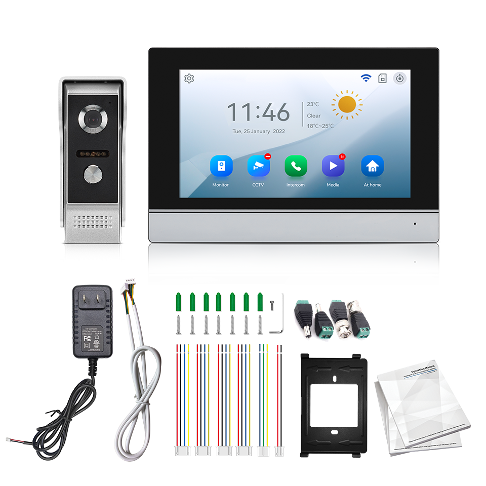 Home Security Video Cameras - 7インチIPSスクリーン、2MP、Tuyaリモートコントロール、WIFIドアホンインターホン、ビジュアルドアベル、AHDカメラ対応、ホームセキュリティドアビューア