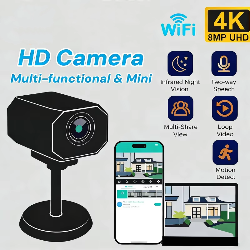 Home Security Prices - 4K HD WiFiセキュリティカメラ 家庭用ミニスマート屋内IP監視カメラ アプリ遠隔監視対応 ポータブル設計
