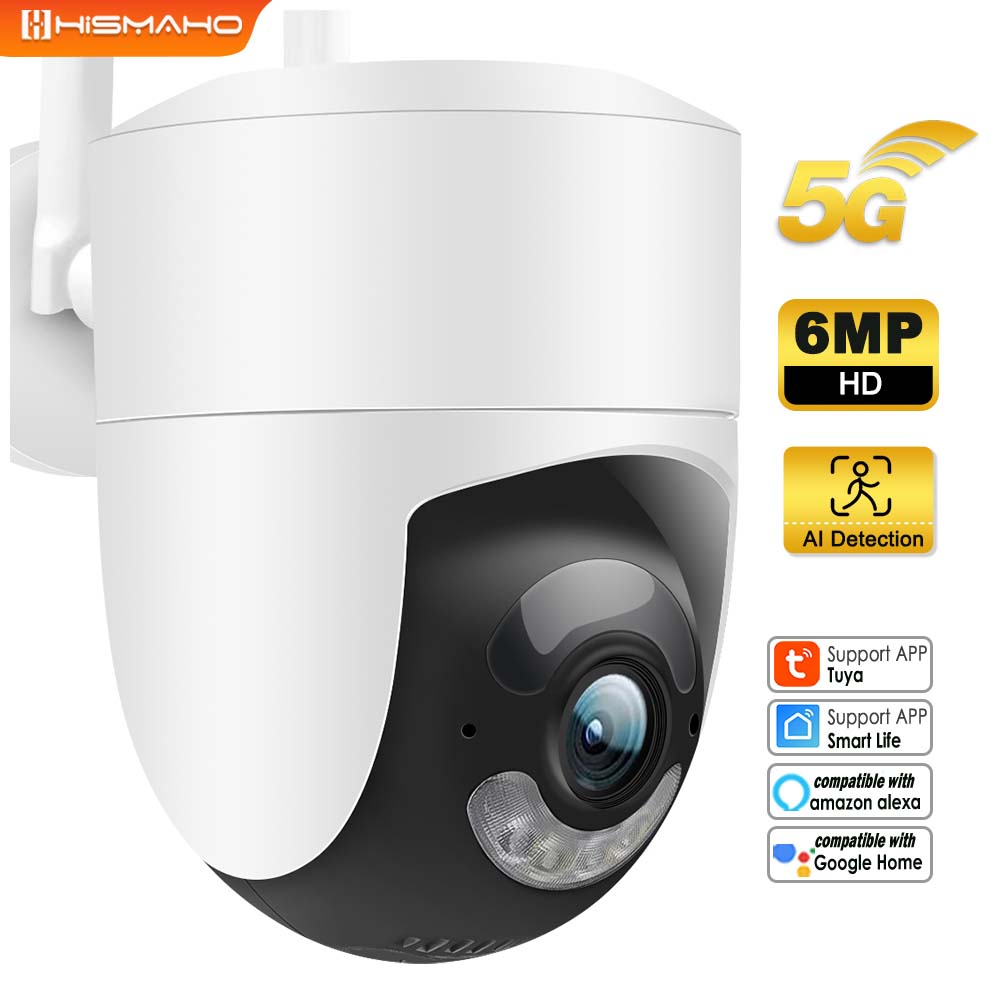 Home Security Google Camera - Tuya-モーション検出IPカメラ,cctvビデオ監視,nvr,5g,wifi,6mp,alexa,Google Home,屋外PTZセキュリティ保護
