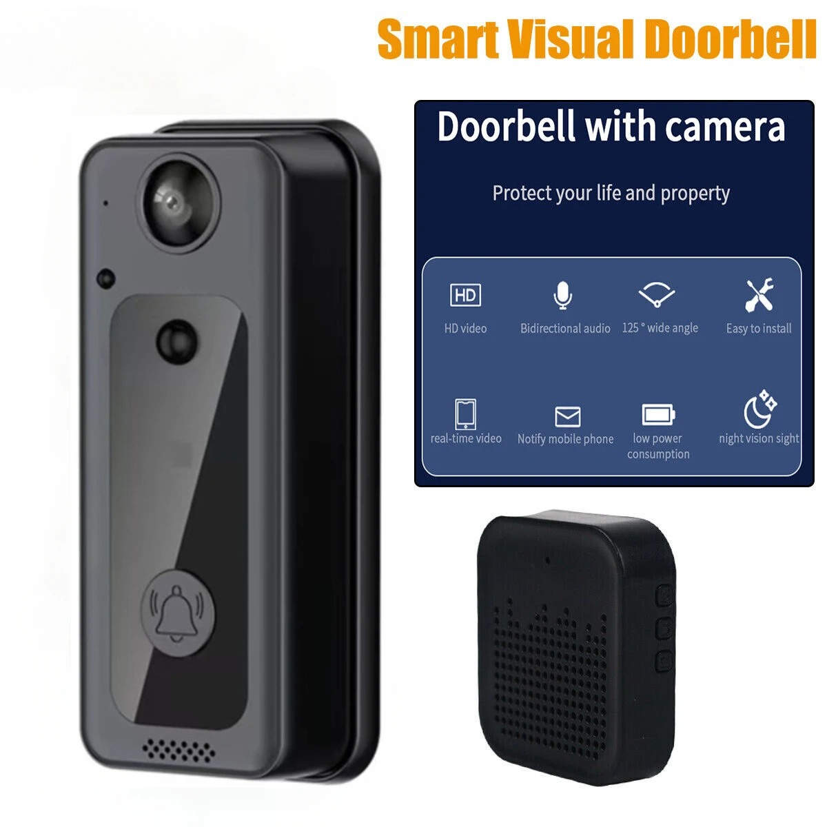 Home Security Ring Camera - ワイヤレスドアベル Wifi ビデオインターホン リングドアベル のぞき穴カメラ IR