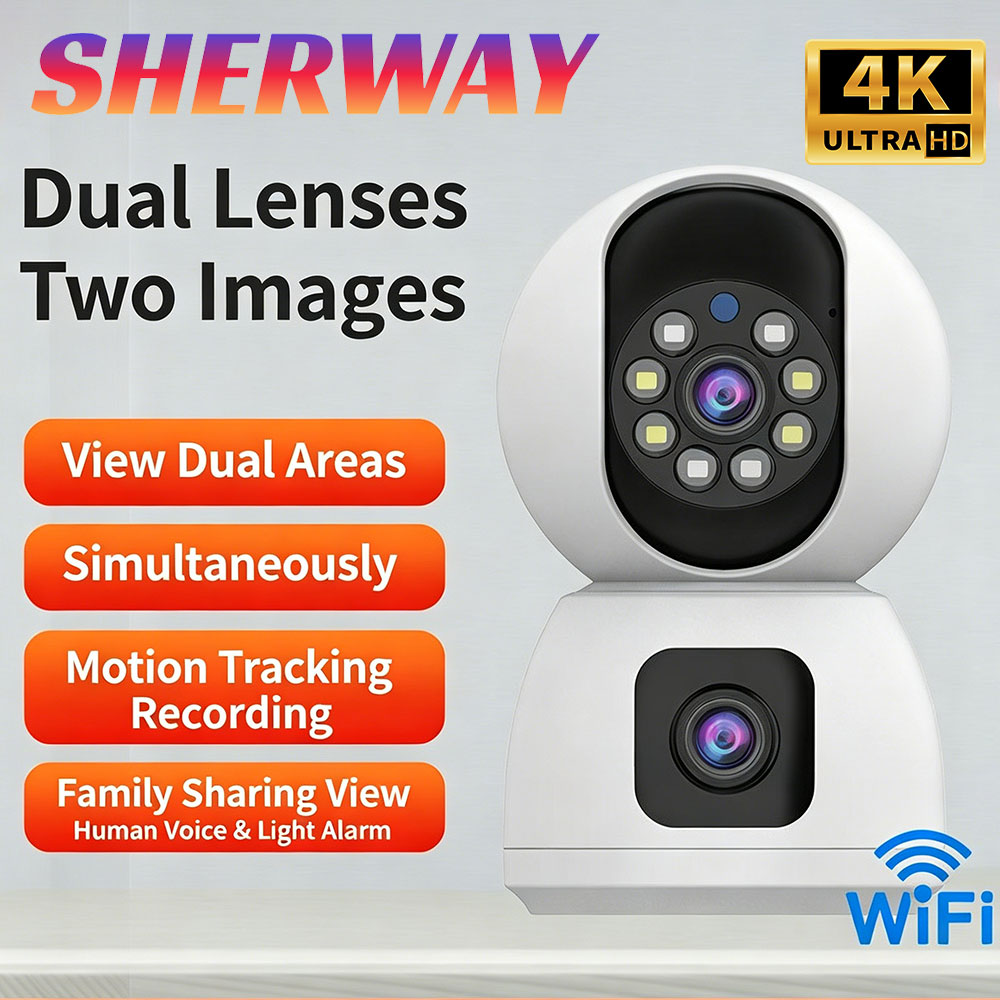 Home Security Google Camera - 8MP WiFi IPカメラデュアルレンズベビーモニターカラーナイトビジョンセキュリティカメラ人間自動追跡ビデオスマートホーム監視