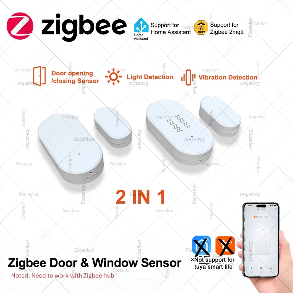 Zigbee 3.0 ドア窓センサー輝度/振動センサースマー - Home Security Alarm のレビューと価格