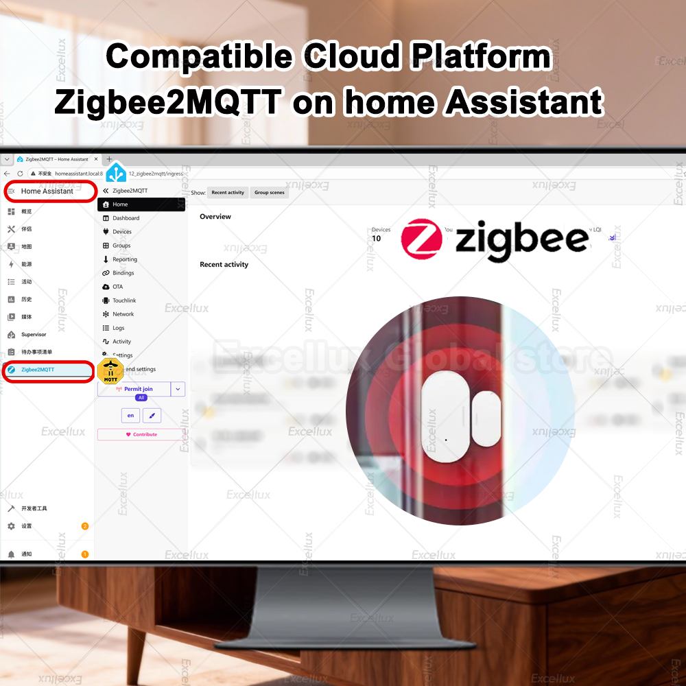 Zigbee 3.0 ドア窓センサー輝度/振動センサースマー - Home Security Alarm のレビューと価格