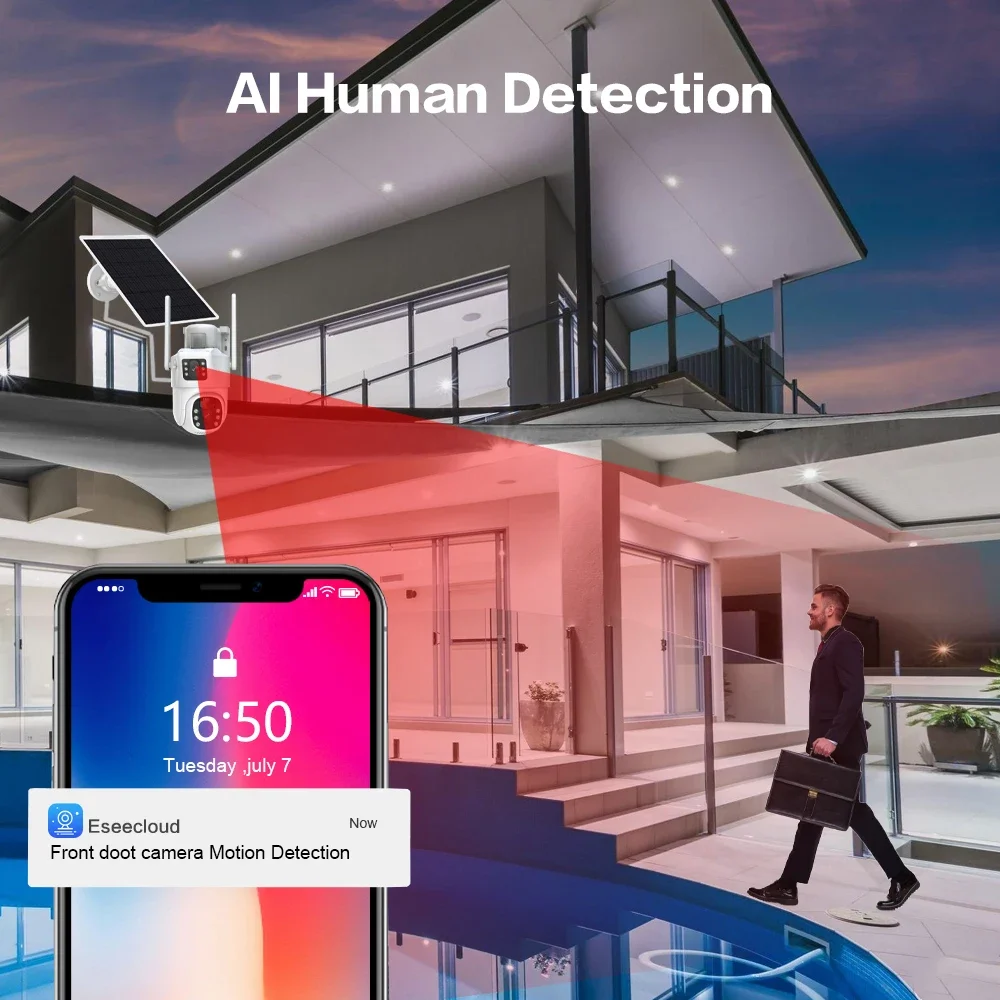 ソーラーcctvカメラシステム,デュアルレンズ,nvrキット - Home Security Panel のレビューと価格