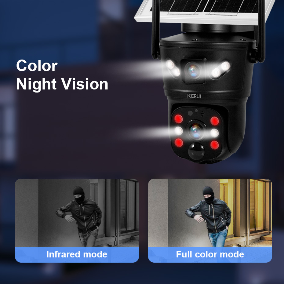 KERUI 6MP 4G SIM WiFiソーラーカメラ デ - Home Security Video Cameras のレビューと価格