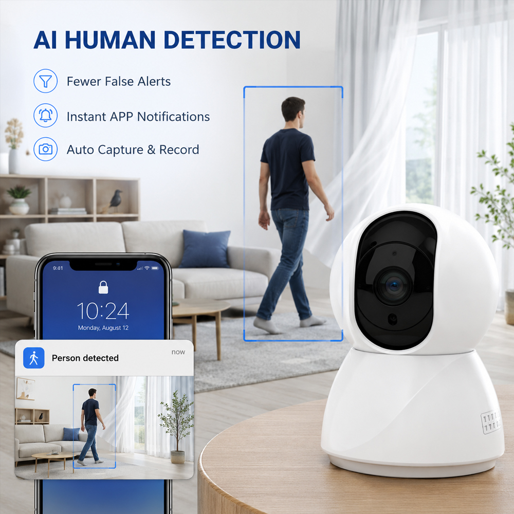 5MP WiFi 室内セキュリティカメラ AI スマート自動 - Home Security Google Camera のレビューと価格