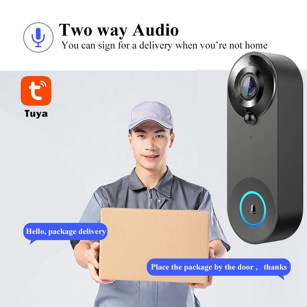 Tuya 1080P ワイヤレス WIFI ドアベルビデオイ - Home Security Video Cameras のレビューと価格