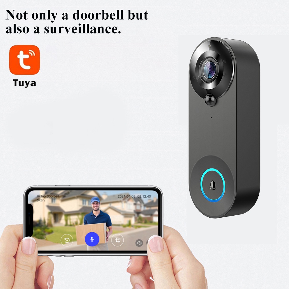 Tuya 1080P ワイヤレス WIFI ドアベルビデオイ - Home Security Video Cameras のレビューと価格