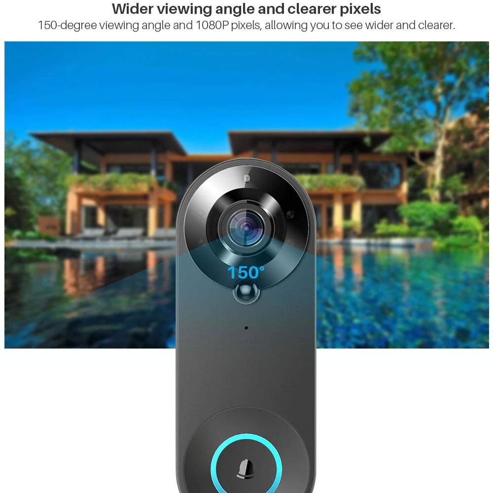 Tuya 1080P ワイヤレス WIFI ドアベルビデオイ - Home Security Video Cameras のレビューと価格