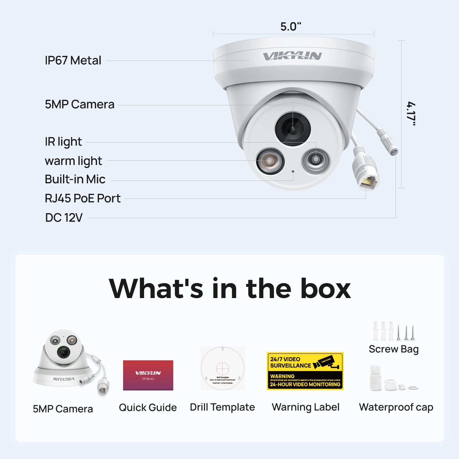 VIKYLIN 5MP スマートデュアルライト IP カメラ - Home Security Service のレビューと価格