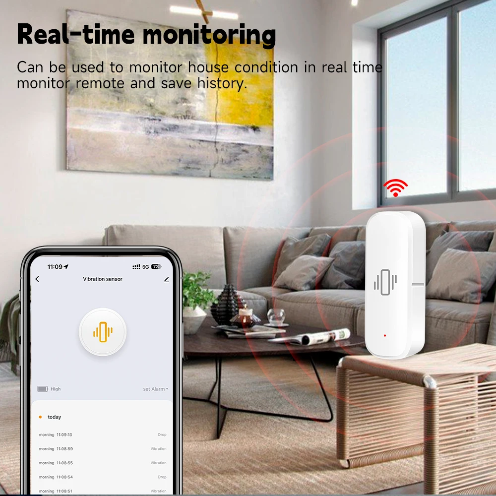 WiFi/Zigbee スマート振動センサー Tuya Sm - Home Security Alarm のレビューと価格