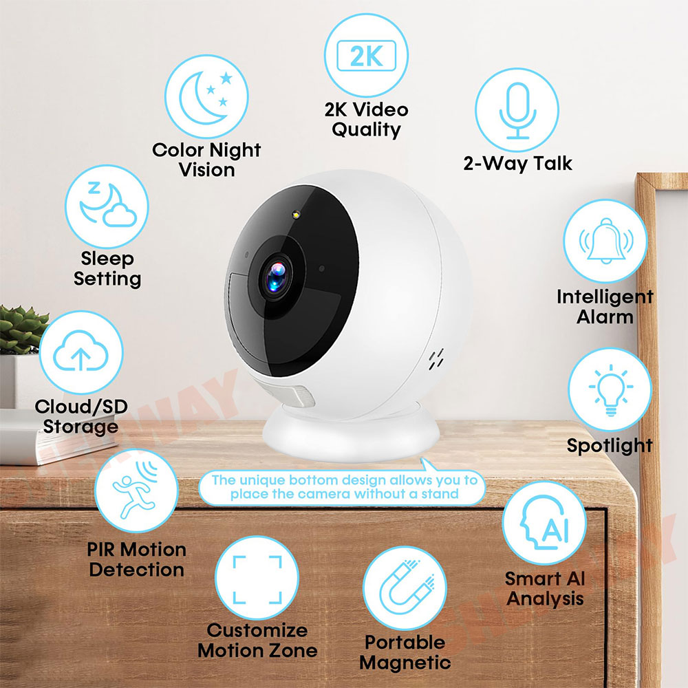 5MP 2K 磁気バッテリーセキュリティカメラ ワイヤレスW - Home Security Ai のレビューと価格