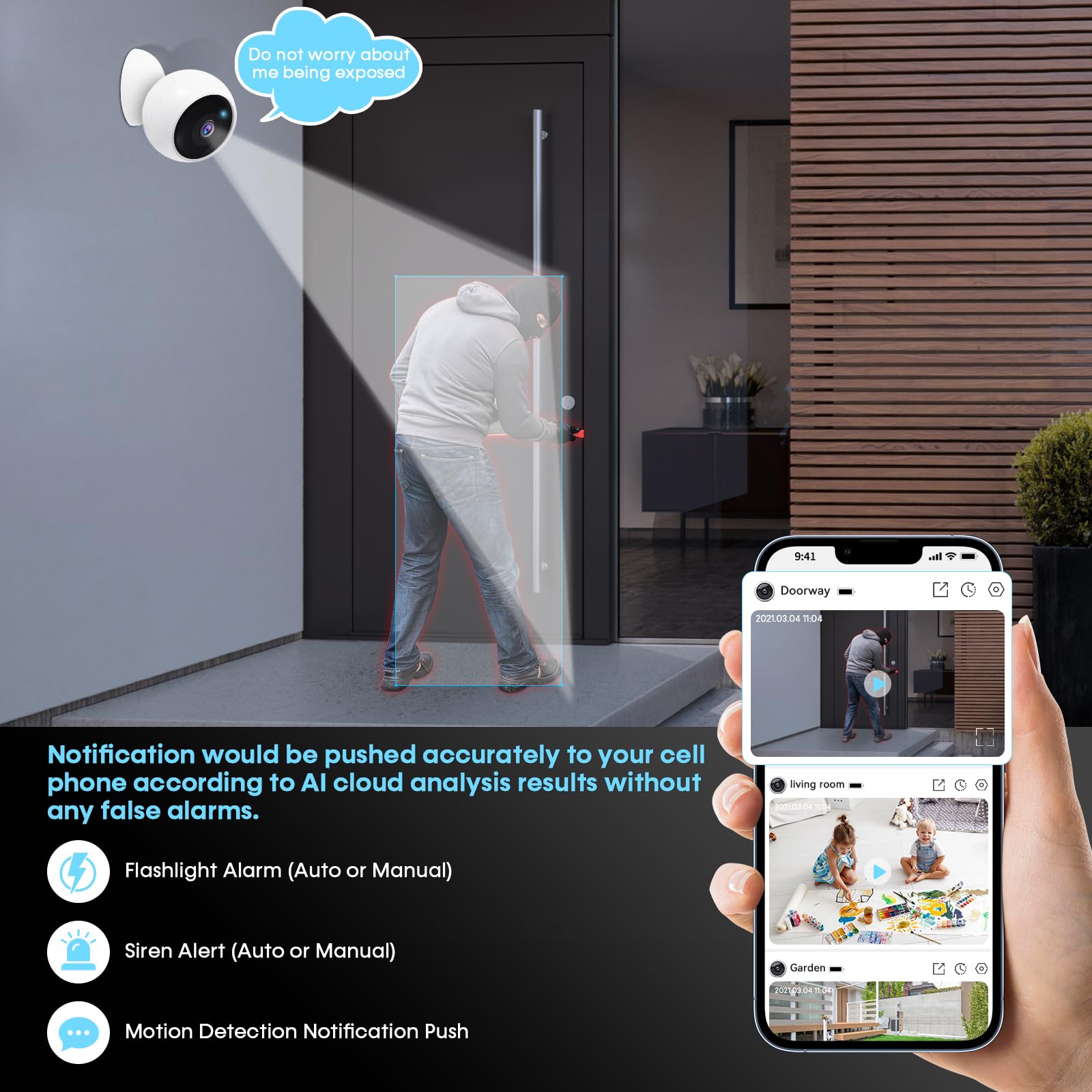 5MP 2K 磁気バッテリーセキュリティカメラ ワイヤレスW - Home Security Ai のレビューと価格