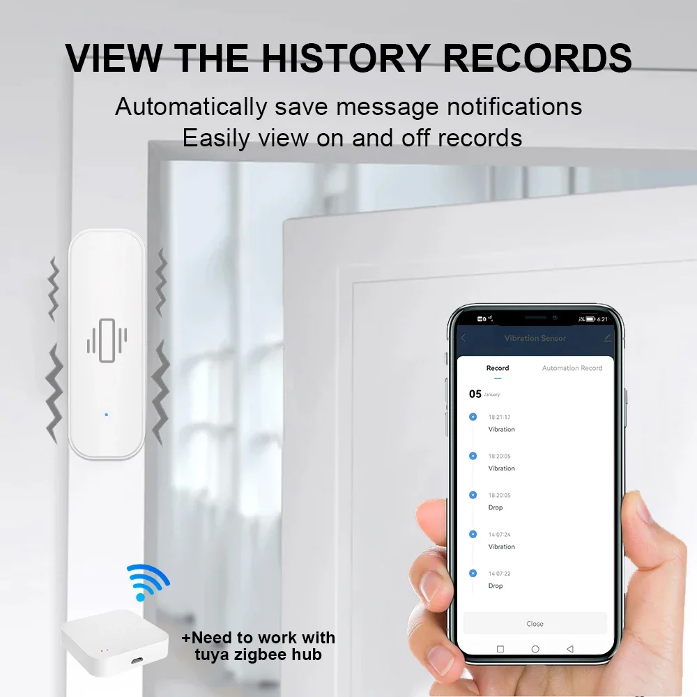 スマート ZigBee 振動センサー アプリ モニター ホー - Home Security Alarm のレビューと価格