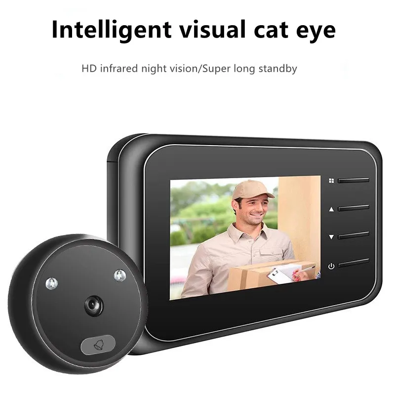 ビデオのぞき穴ドアベルカメラ、ビデオアイ、自動記録、電子リン - Home Security Ring Camera のレビューと価格