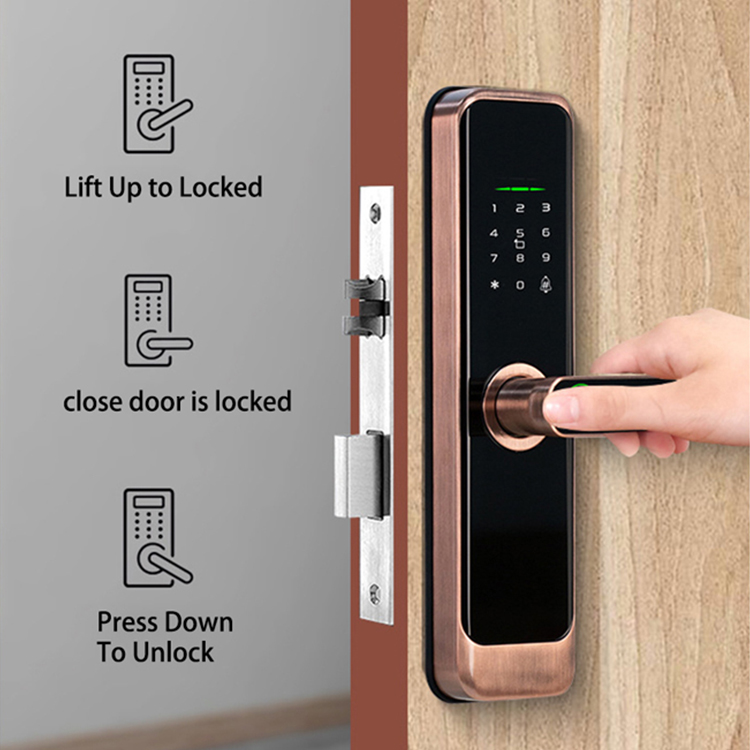 デジタルスマートドアロックパスコード付き木製小型電子ミニ指紋 - Home Security Doors のレビューと価格