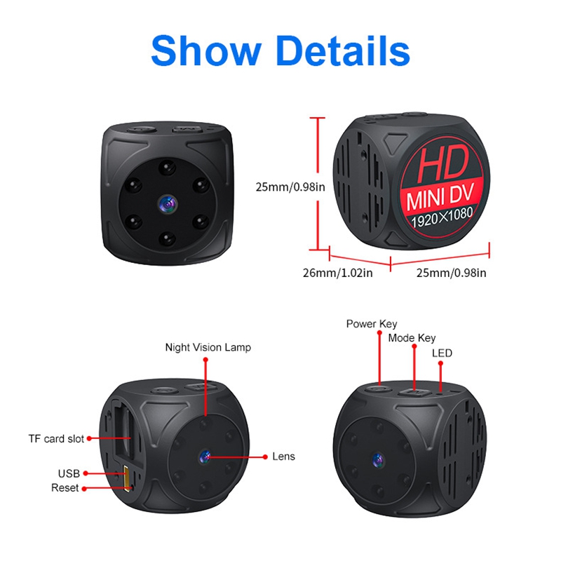 ミニHDカメラ 1080p ポータブル小型ナニーカム ビデオ - Home Security Video Cameras のレビューと価格