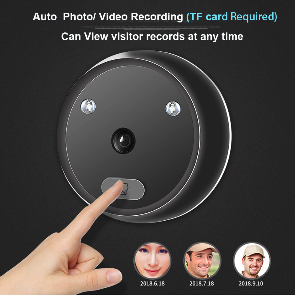 ビデオのぞき穴ドアベルカメラビデオアイ自動録画電子リングナイ - Home Security Ring Camera のレビューと価格