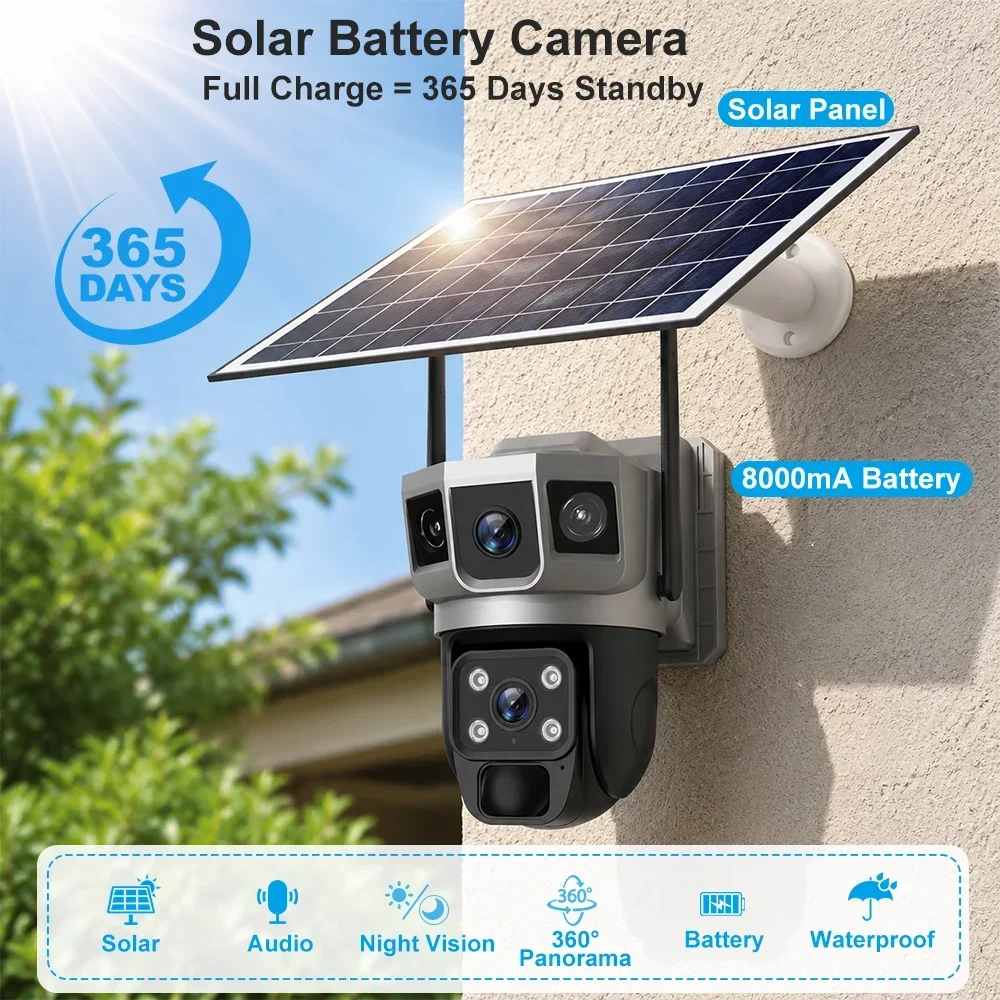 V380 4K 3画面 4Gカメラ ソーラーバッテリー PI - Home Security Ai のレビューと価格