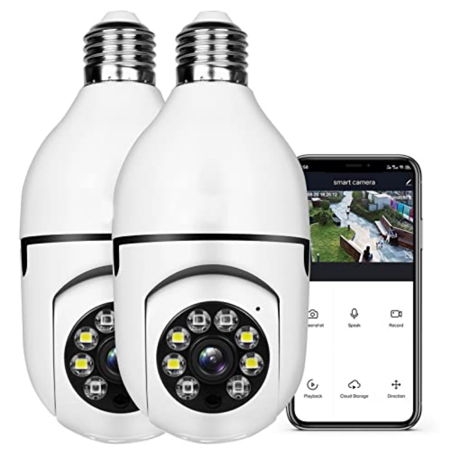 電球型1080PセキュリティワイヤレスカメラWifiスマート - Home Security Alarm のレビューと価格