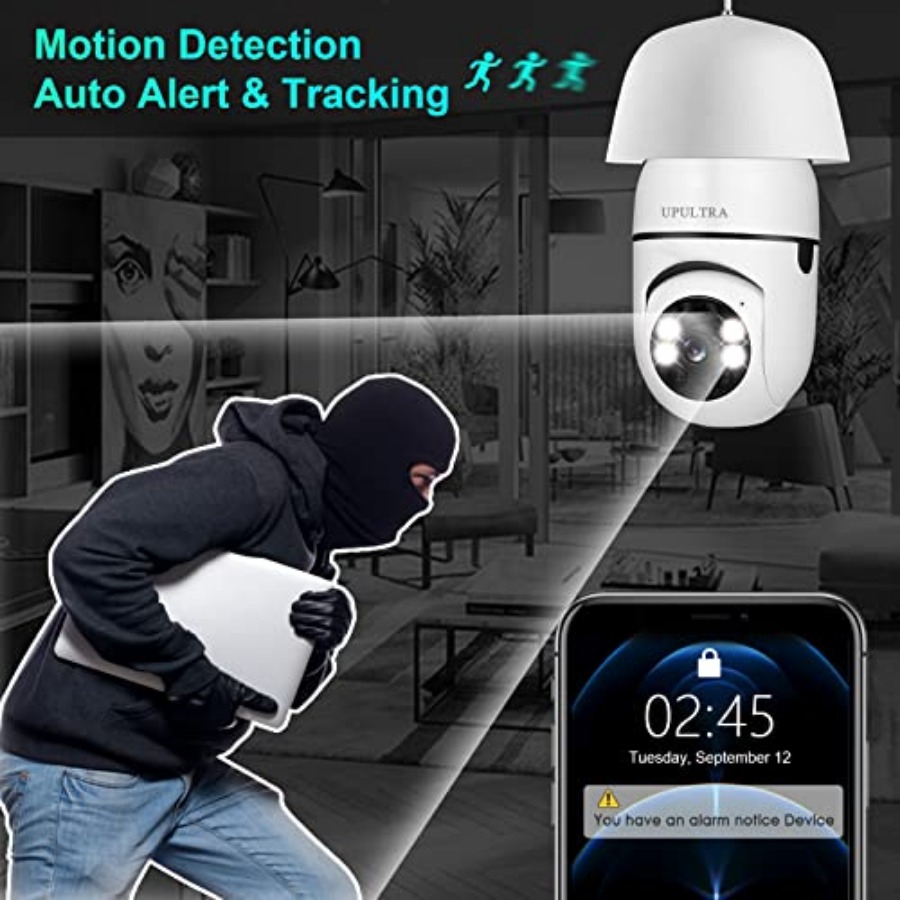電球型1080PセキュリティワイヤレスカメラWifiスマート - Home Security Alarm のレビューと価格
