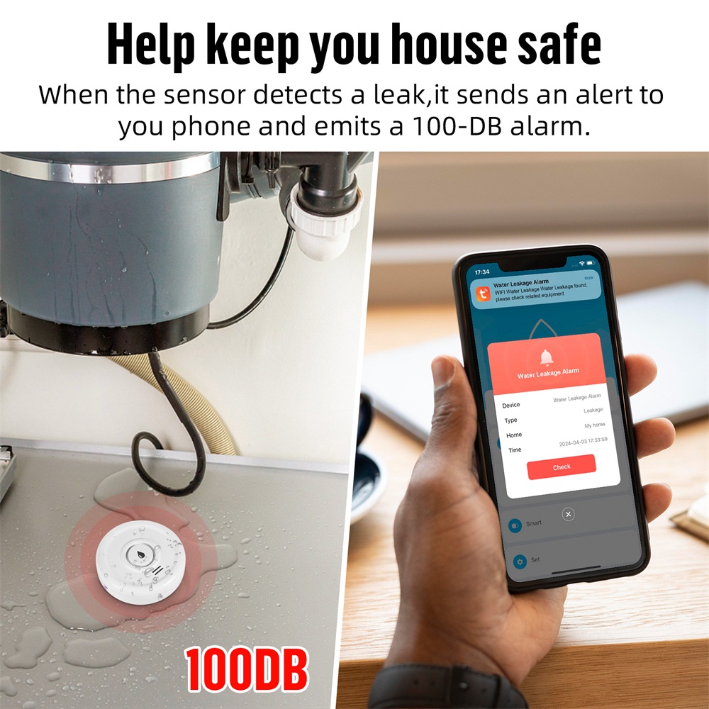 スマート漏水検知器,水位センサー,家庭用警報システム,Tuy - Home Security Devices のレビューと価格