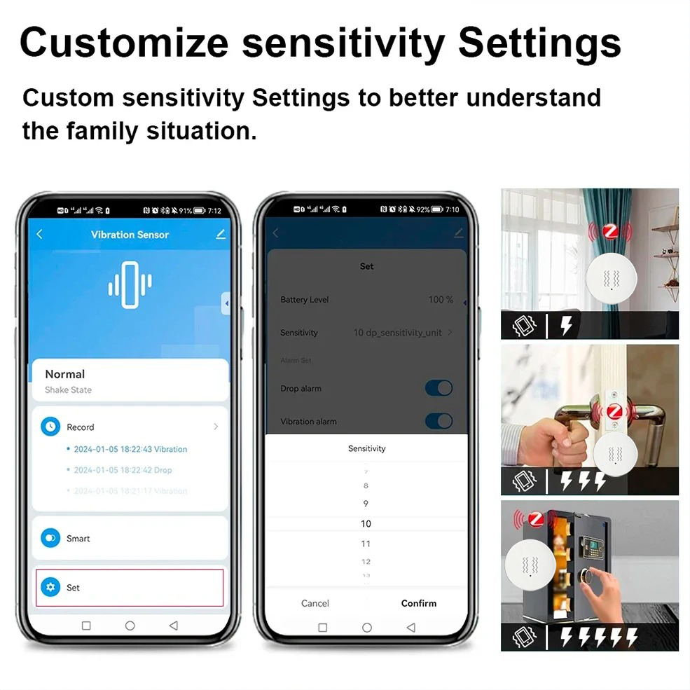 Tuya Zigbee スマート振動センサー リアルタイムモ - Home Security Alarm のレビューと価格