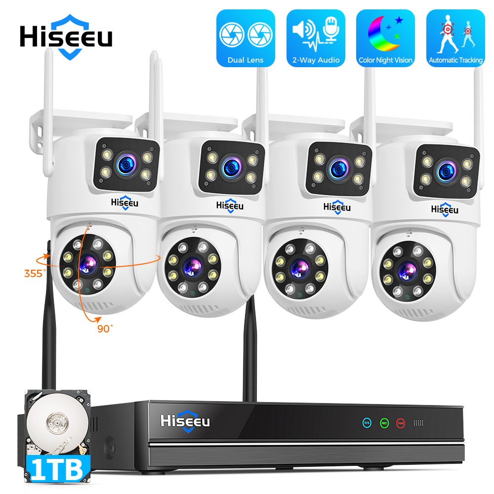 Hiseeu 6MP WiFiデュアルレンズカメラセキュリテ - Home Security Panel のレビューと価格