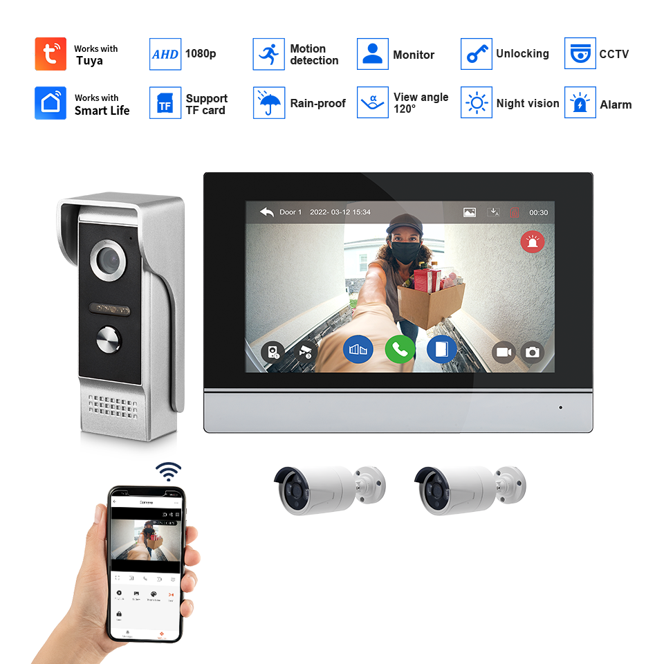7インチIPSスクリーン、2MP、Tuyaリモートコントロー - Home Security Video Cameras のレビューと価格