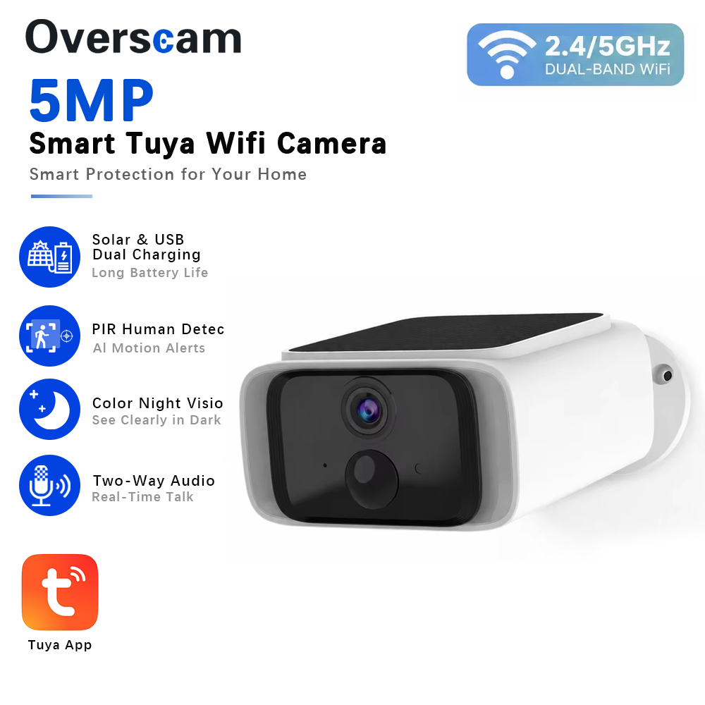 Tuya 5MP ソーラーセキュリティカメラワイヤレス屋外  - Home Security Prices のレビューと価格