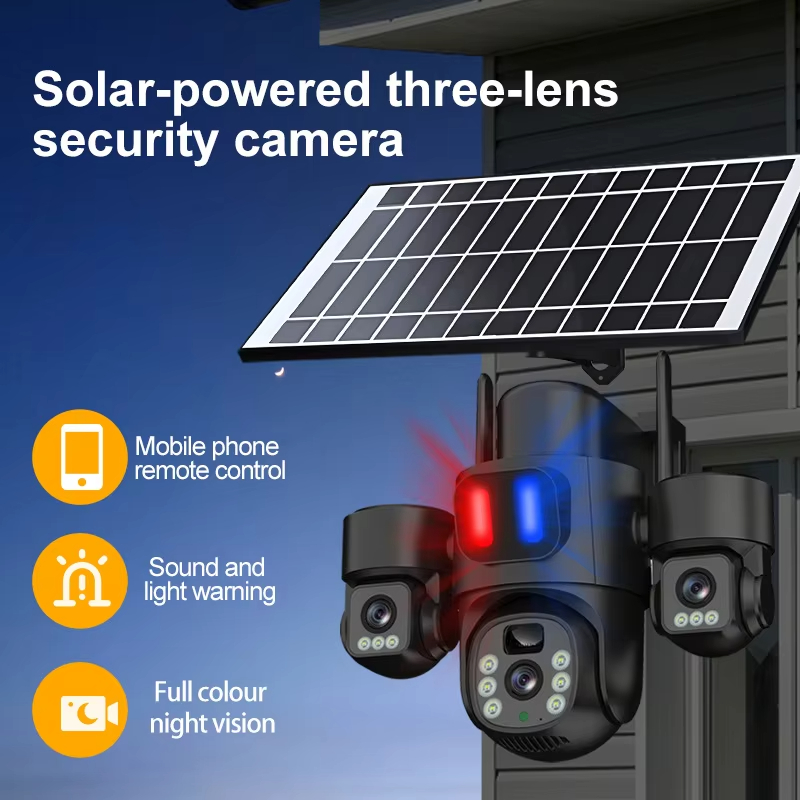 WIFI ソーラー PTZ カメラ屋外 15MP 3 レンズ - Home Security Panel のレビューと価格